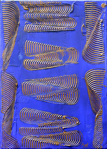 Painting titled "Copeaux de bronze" by Ayel, Original Artwork, Acrylic Mounted on Wood Stretcher frame