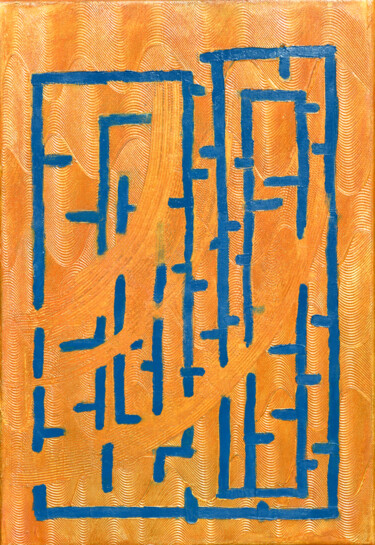 Malarstwo zatytułowany „Bleu chinois” autorstwa Ayel, Oryginalna praca, Akryl Zamontowany na Drewniana rama noszy
