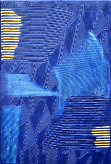 Painting titled "Variations bleues" by Ayel, Original Artwork, Acrylic Mounted on Wood Stretcher frame