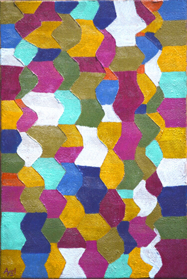 Картина под названием "Multicolore" - Ayel, Подлинное произведение искусства, Акрил Установлен на Деревянная рама для носилок