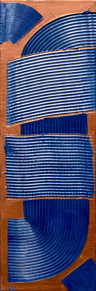Peinture intitulée "Bleu Blanc Bronze" par Ayel, Œuvre d'art originale, Acrylique