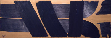 Картина под названием "Bleu sombre et cuiv…" - Ayel, Подлинное произведение искусства, Акрил