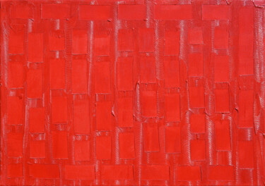 Peinture intitulée "Les cases rouges" par Ayel, Œuvre d'art originale, Acrylique