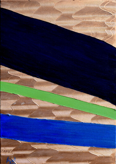 Картина под названием "Vert bleus cuivre" - Ayel, Подлинное произведение искусства, Акрил Установлен на Деревянная рама для…