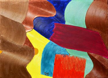 Картина под названием "Organique et métall…" - Ayel, Подлинное произведение искусства, Акрил Установлен на Деревянная рама д…