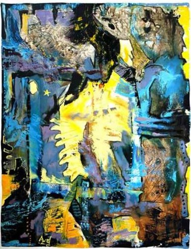 제목이 "Totem"인 미술작품 Ayel로, 원작, 기름 나무 들것 프레임에 장착됨
