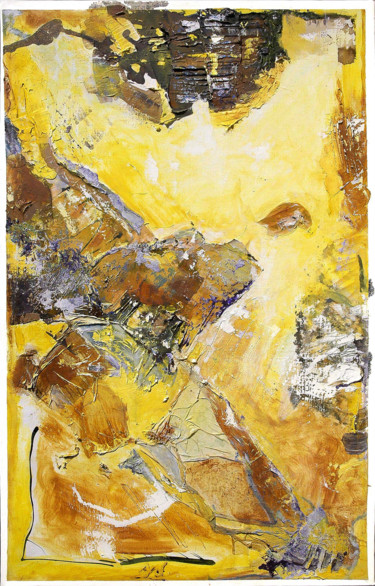 Painting titled "Le Jaune domine" by Ayel, Original Artwork, Oil
