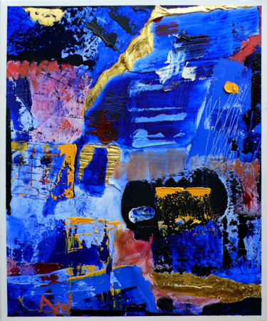 Peinture intitulée "Bleu de Chefchaouen" par Ayel, Œuvre d'art originale, Huile