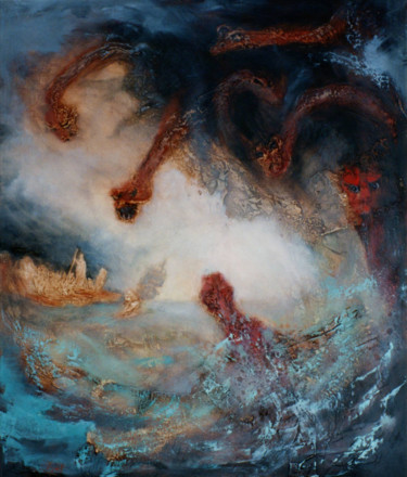 Peinture intitulée "L'hydre et le prêch…" par Ayel, Œuvre d'art originale