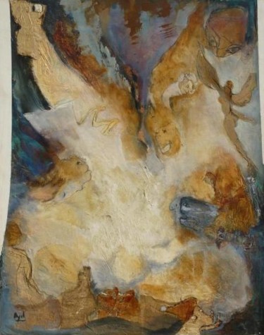 Painting titled "La chute d'Icare" by Ayel, Original Artwork, Oil