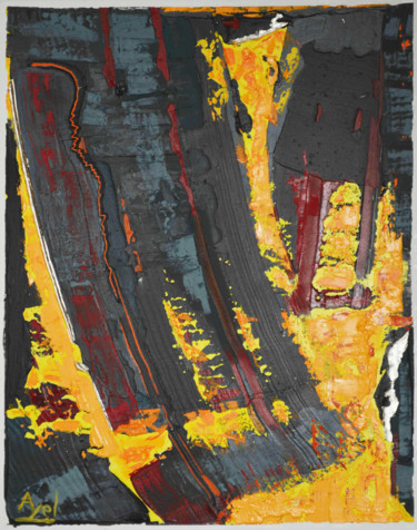 Peinture intitulée "Coulée pyro" par Ayel, Œuvre d'art originale, Huile