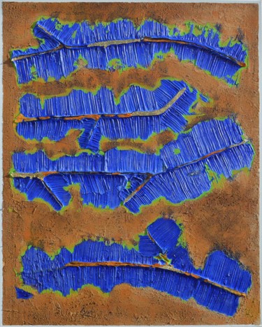 Painting titled "Les plumes d'Autric…" by Ayel, Original Artwork, Oil Mounted on Wood Stretcher frame