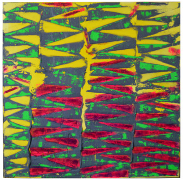 Painting titled "Motifs" by Ayel, Original Artwork, Oil Mounted on Wood Stretcher frame