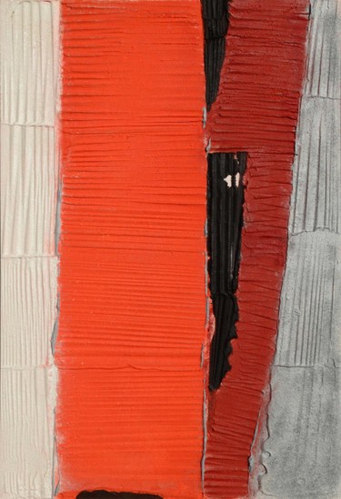 Pintura titulada "Stries rouges" por Ayel, Obra de arte original, Pigmentos Montado en Bastidor de camilla de madera