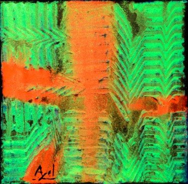 Peinture intitulée "La structure verte…" par Ayel, Œuvre d'art originale