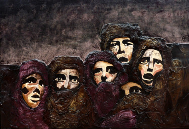 Pintura titulada "Miradas" por Ayelo, Obra de arte original, Acrílico Montado en Panel de madera