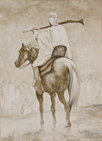 Peinture intitulée "Cavalier" par Ayer, Œuvre d'art originale