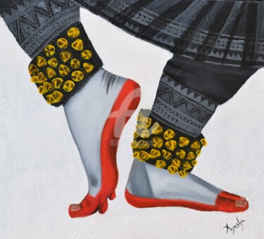 Картина под названием "Kuchipudi Pada Bedh…" - Ayesha Jilkar, Подлинное произведение искусства, Масло