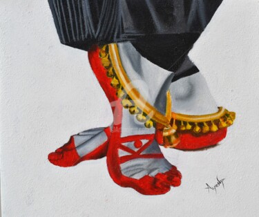 Картина под названием "Manipuri Pada Bheda…" - Ayesha Jilkar, Подлинное произведение искусства, Масло