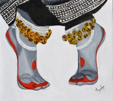 Malerei mit dem Titel "Oddissi Pada Bheda-…" von Ayesha Jilkar, Original-Kunstwerk, Öl