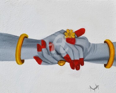 Картина под названием "Kathak Hasta Mudra-…" - Ayesha Jilkar, Подлинное произведение искусства, Масло