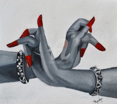 Картина под названием "Oddissi Hasta Mudra…" - Ayesha Jilkar, Подлинное произведение искусства, Масло
