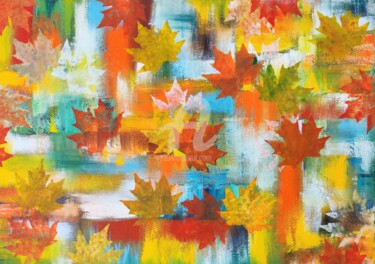 Painting titled "Abstract Autumn Lea…" by Ayesha Jilkar, Original Artwork, Acrylic