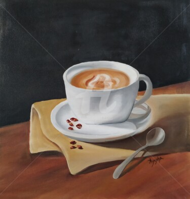 Картина под названием "Coffee Cup-Original…" - Ayesha Jilkar, Подлинное произведение искусства, Масло