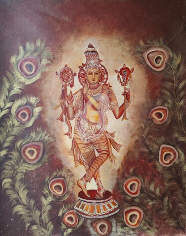 Painting titled "Krishna - Original…" by Ayesha Jilkar, Original Artwork, Oil