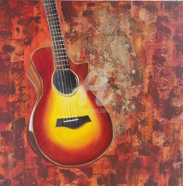 Schilderij getiteld "Guitar-Original Han…" door Ayesha Jilkar, Origineel Kunstwerk, Olie