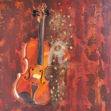 Schilderij getiteld "Violin -Original Ha…" door Ayesha Jilkar, Origineel Kunstwerk, Olie