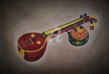 Painting titled "Veena-- Original Ha…" by Ayesha Jilkar, Original Artwork, Oil