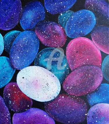 Painting titled "Pebbles" by Ayesha Jilkar, Original Artwork, Acrylic