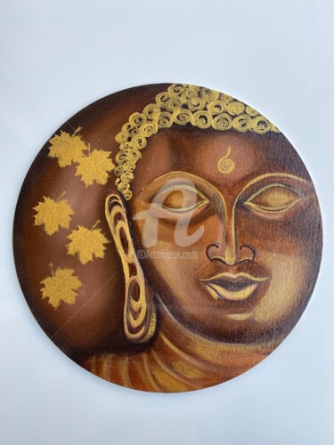 Painting titled "Golden Buddha" by Ayesha Jilkar, Original Artwork, Acrylic