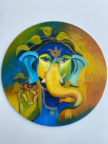 Malerei mit dem Titel "Ganesha" von Ayesha Jilkar, Original-Kunstwerk, Acryl