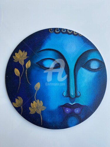 Painting titled "Blue Buddha" by Ayesha Jilkar, Original Artwork, Acrylic