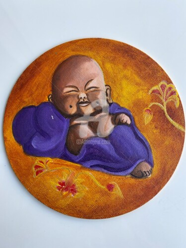 Malerei mit dem Titel "Baby Buddha" von Ayesha Jilkar, Original-Kunstwerk, Acryl