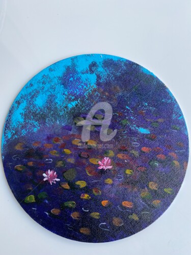 Картина под названием "Lotus Pond" - Ayesha Jilkar, Подлинное произведение искусства, Акрил