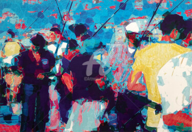 Arte digitale intitolato "Fishermen 2046" da Ayhan Çeli̇K, Opera d'arte originale, Lavoro digitale 2D
