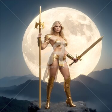 数字艺术 标题为“Warrior Amazon Quee…” 由Ayhan Çeli̇K, 原创艺术品, AI生成的图像