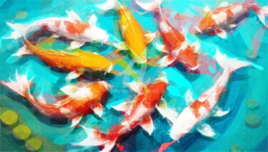 Digital Arts titled "Koi" by Ayhan Çeli̇K, Original Artwork, AI generated image