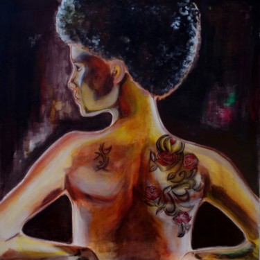 Картина под названием "Tattoo" - Marie Ayissi, Подлинное произведение искусства, Акрил Установлен на Деревянная рама для нос…