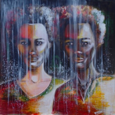 Painting titled "Sisters" by Marie Ayissi, Original Artwork, Acrylic