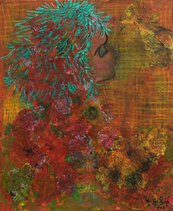 Painting titled "femme fleur" by Ayla, Original Artwork