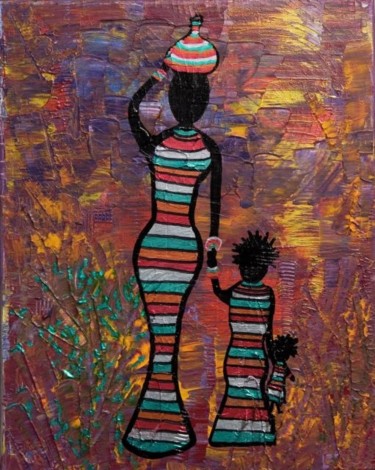 Peinture intitulée "Africaine 3" par Ayla, Œuvre d'art originale