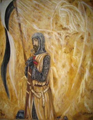 Painting titled "Protection celeste" by Ayli, Original Artwork, Oil
