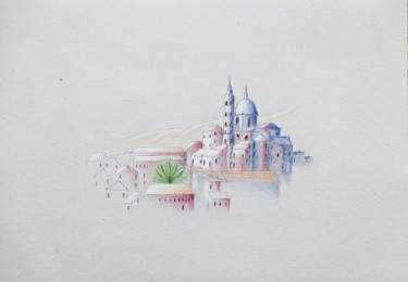 Drawing titled "Cité" by Ayme, Original Artwork, Pencil