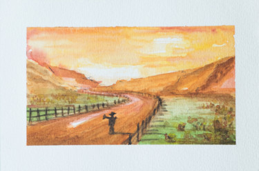Painting titled "Camino" by Ayme, Original Artwork, Watercolor