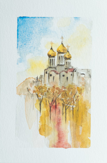 Painting titled "Basilique" by Ayme, Original Artwork, Watercolor