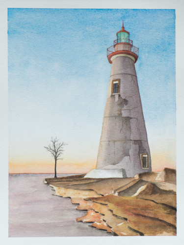 Peinture intitulée "J'aime mon phare 3" par Ayme, Œuvre d'art originale, Aquarelle